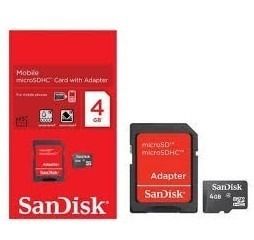 Cartão De Memória 4gb Micro Sd Sandisk C/ Adaptador